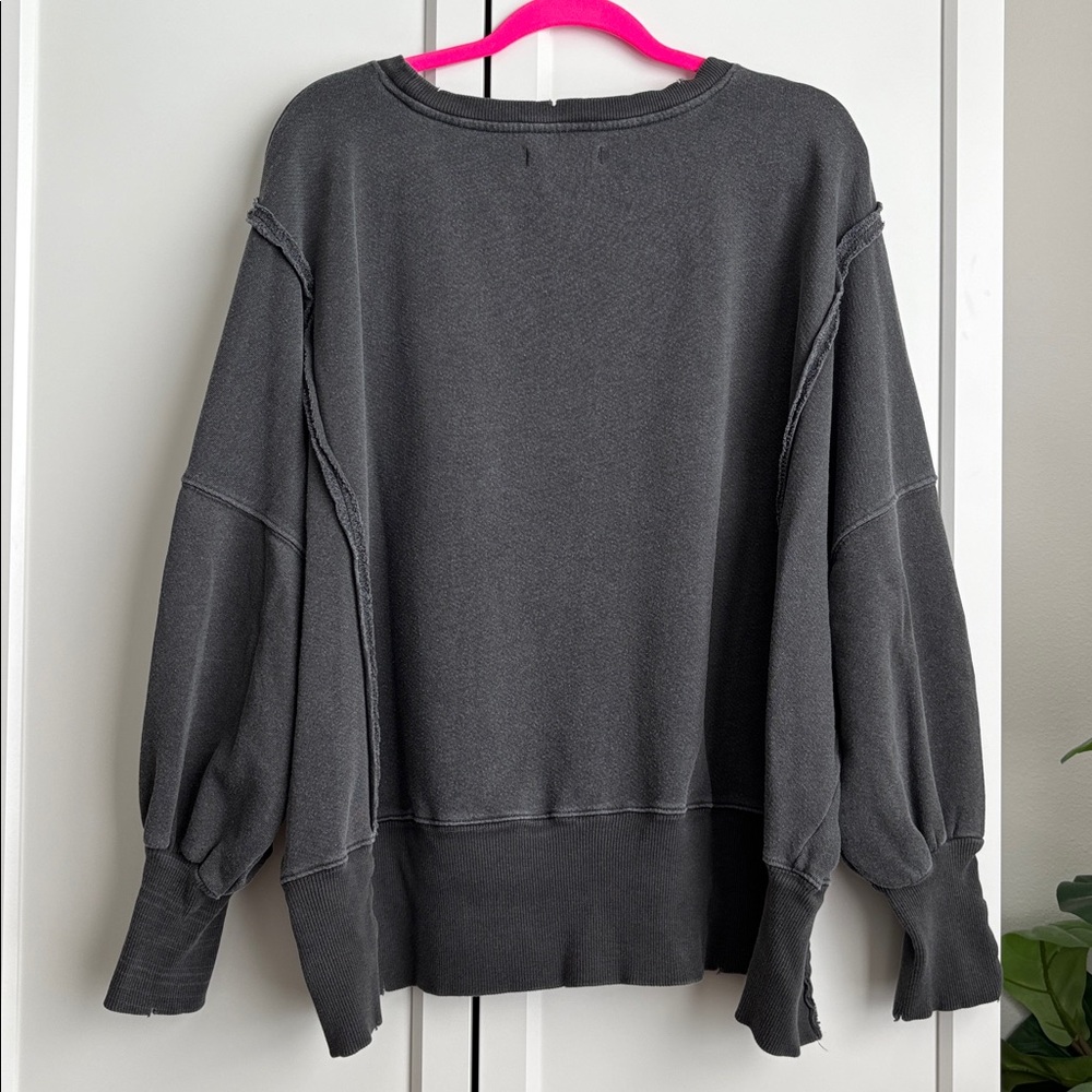 Free People Charcoal Oversized Pullover Sweatshirt - Picture 8 of 12